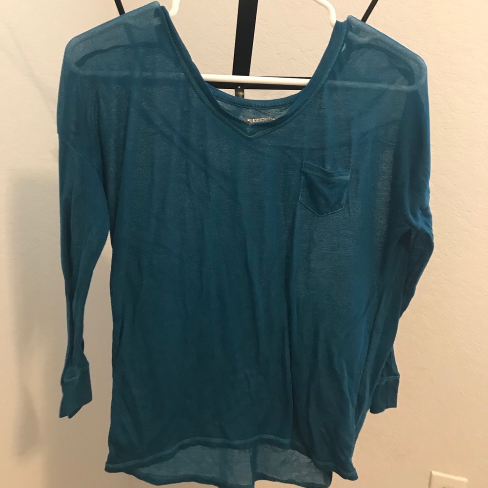 teal see-through shirt